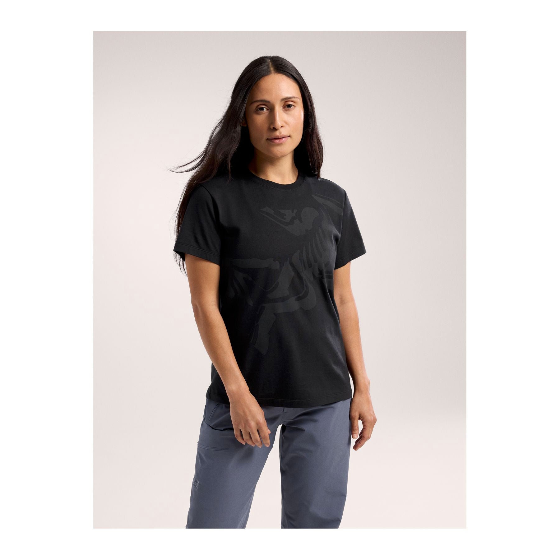 Bird Cotton T-Shirt SS W, Black