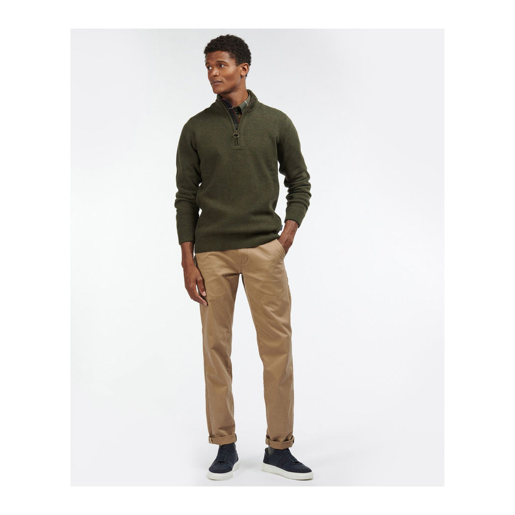 Holden Half Zip Knitted Jumper, Olive marl