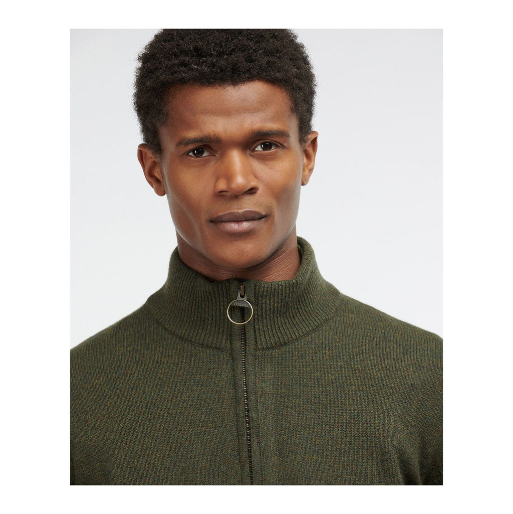 Holden Half Zip Knitted Jumper, Olive marl
