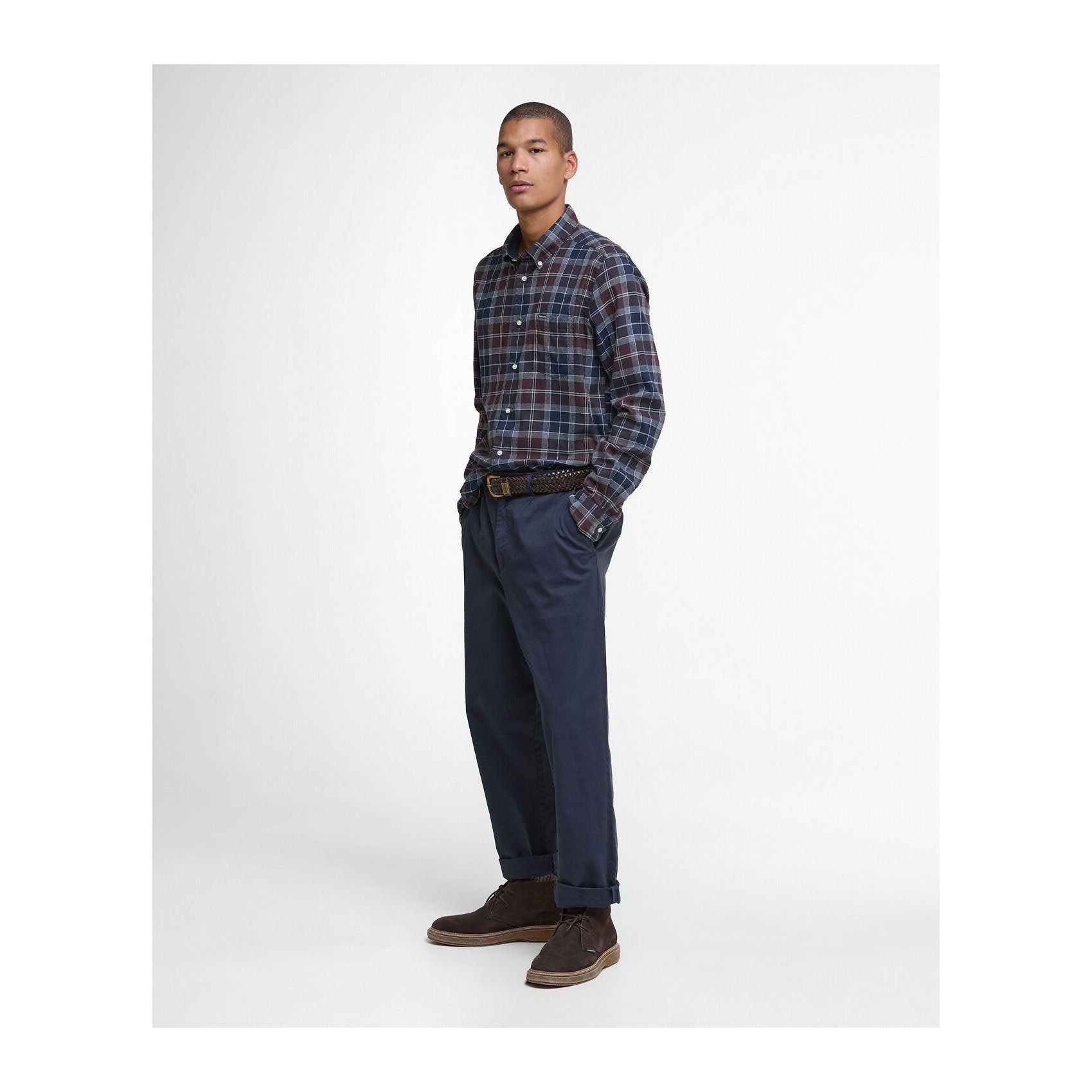 Fortrose Tailored Tartan Shirt, Midnight oak tartan