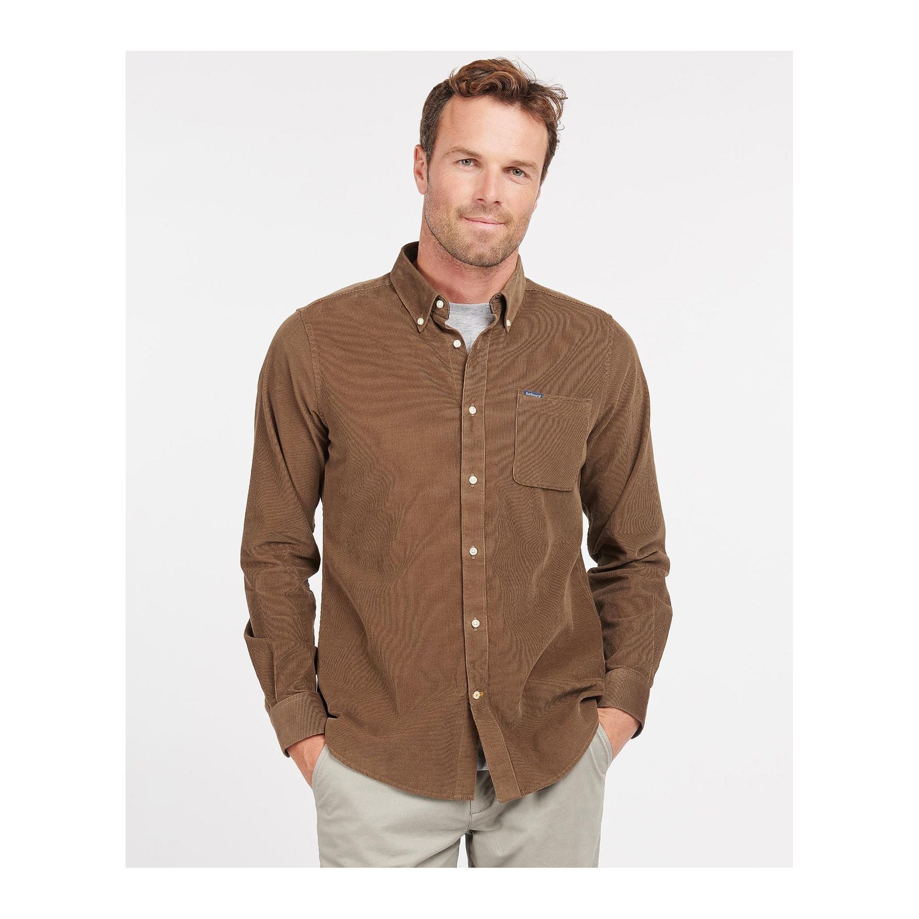 Ramsey Tailored Cord Shirt, Brown