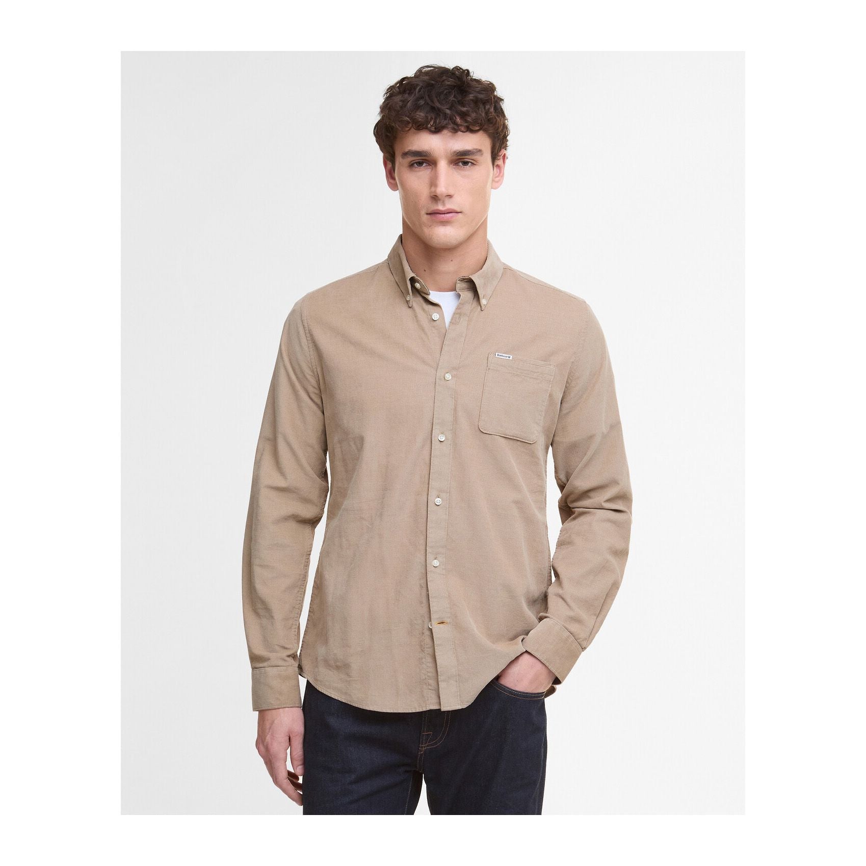 Ramsey Tailored Cord Shirt, Washed stone