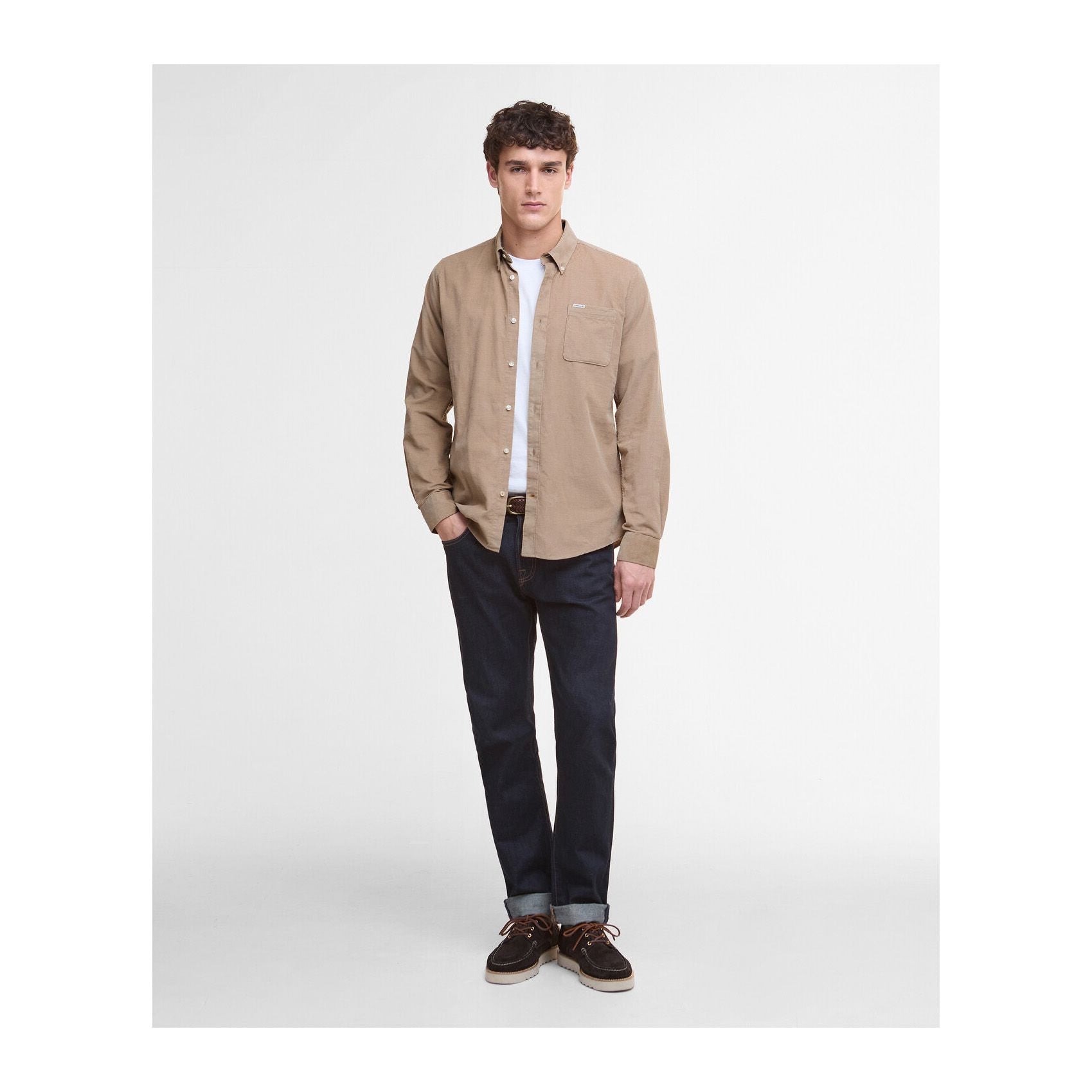 Ramsey Tailored Cord Shirt, Washed stone