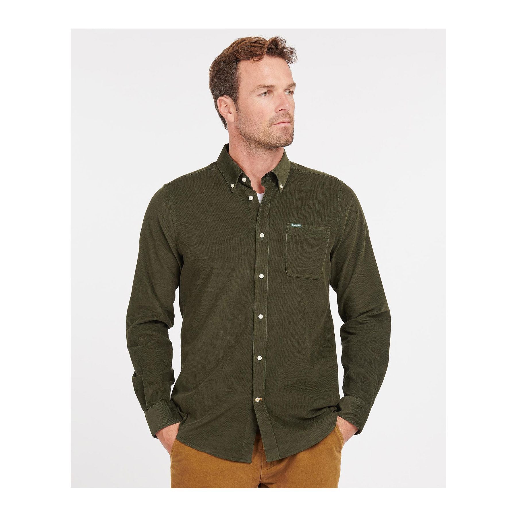 Ramsey Tailored Cord Shirt, Forest
