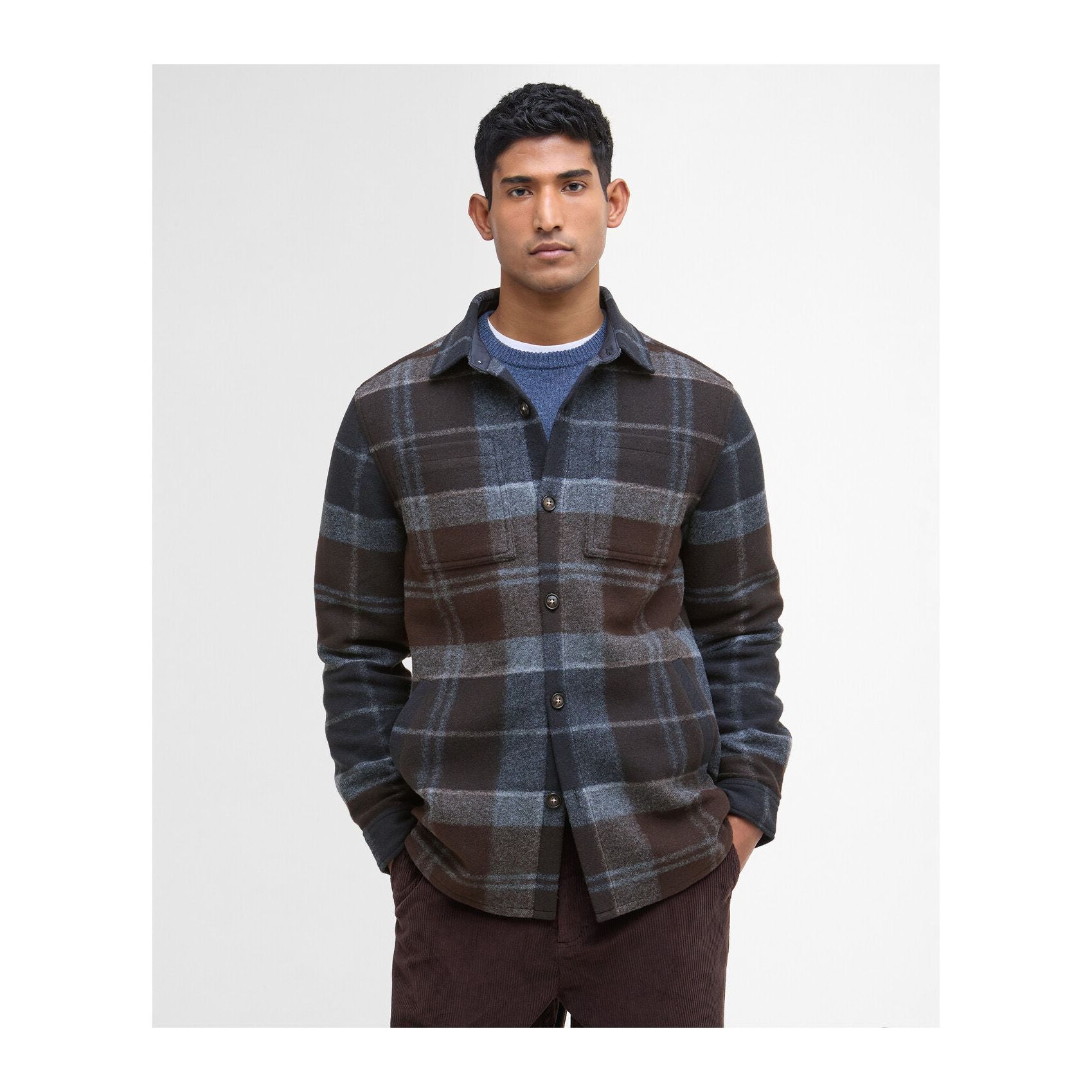 Chapter Tailored Check Overshirt, Midnight oak tartan