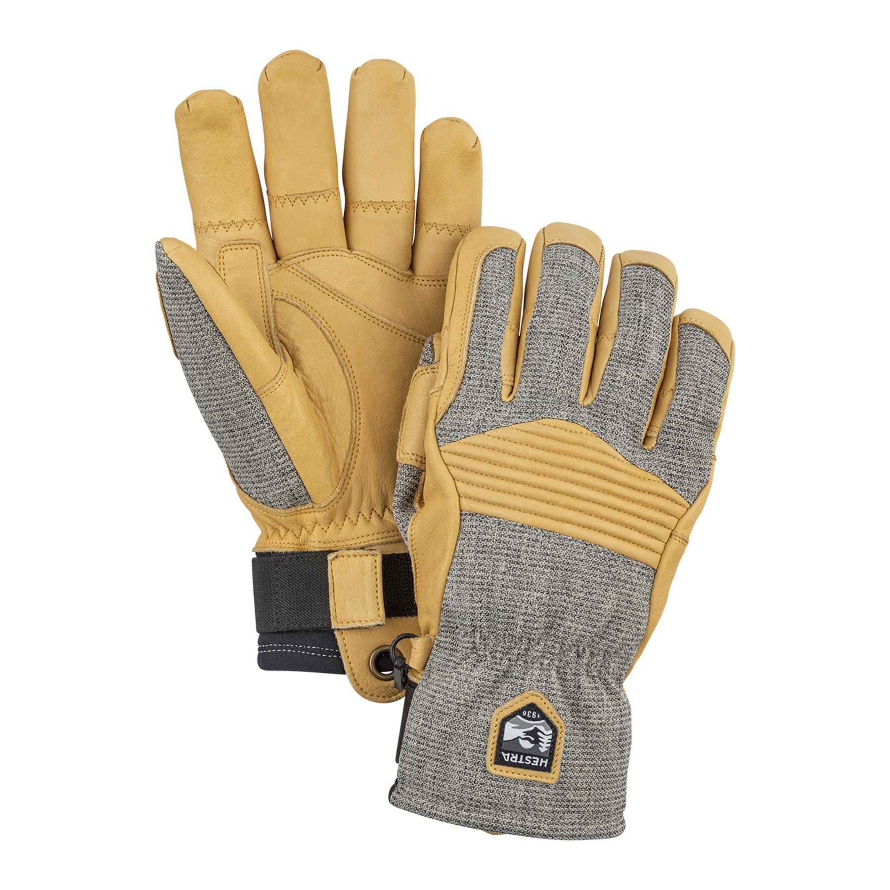 Hestra Army Leather Couloir - 5 finger, Ljusgrå/tan