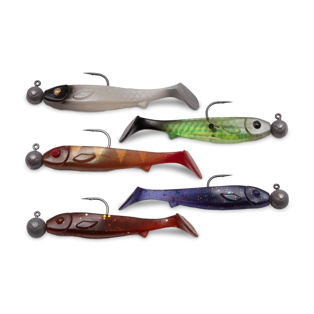 Flatnose Mini 9cm 5-pack med jiggskalle, Klart vatten