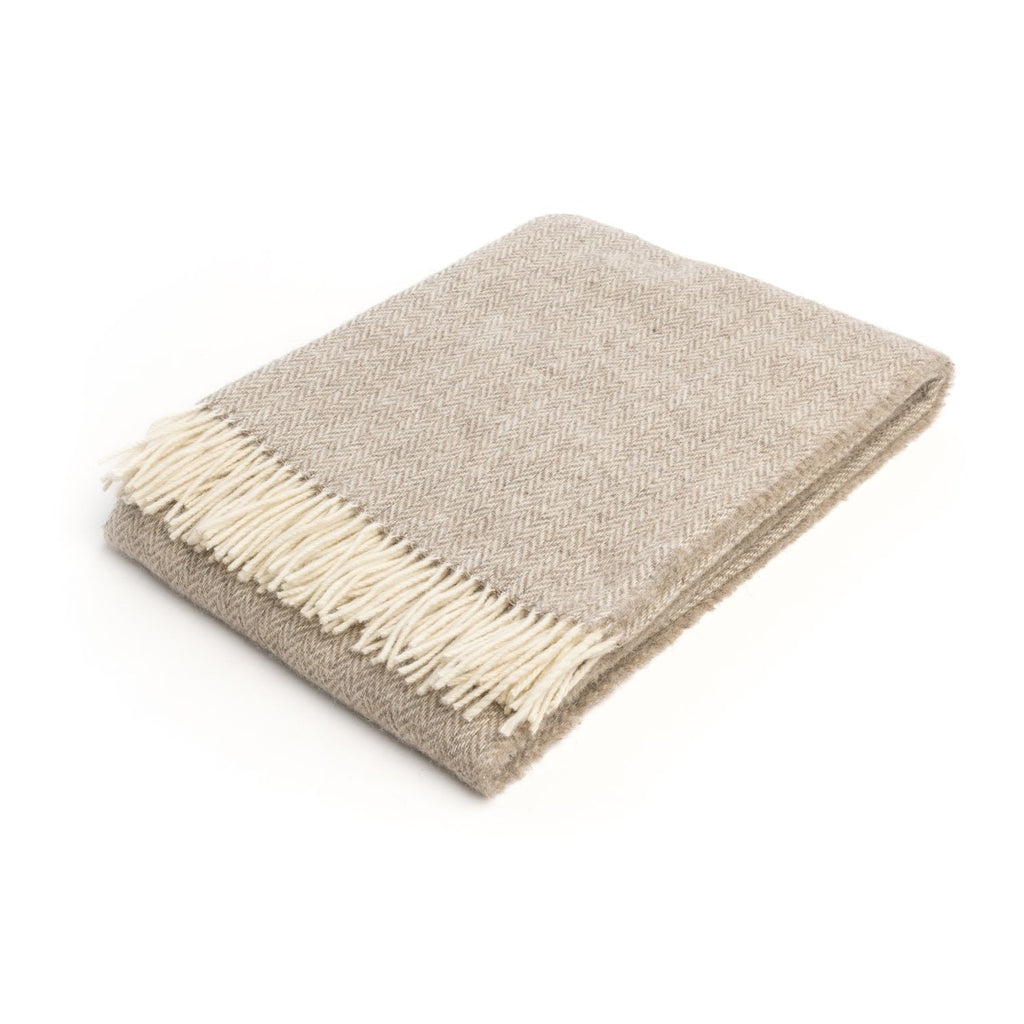 Ullpläd med fransar, 100% ull, Alice beige