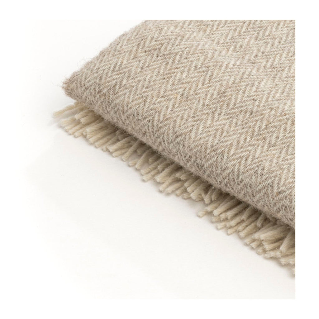 Ullpläd med fransar, 100% ull, Alice beige