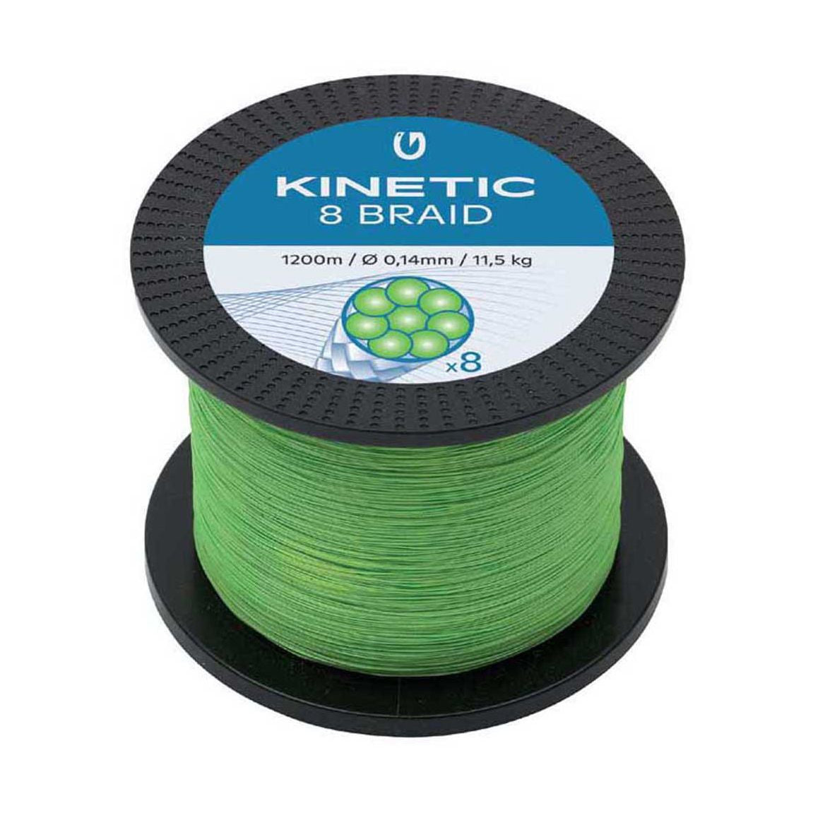 Kinetic 8 Braid 0,26mm 20,6kg 1200m, Fluo green