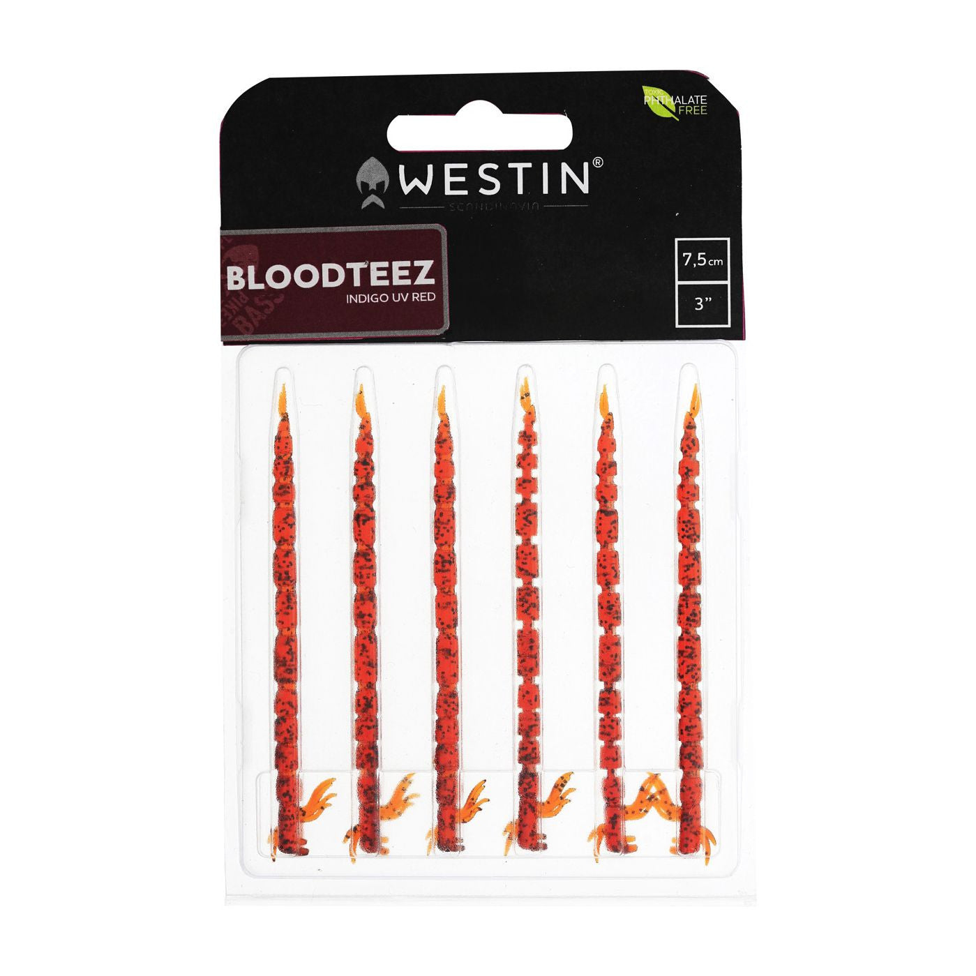 Bloodteez Worm 7,5cm 1g 6pcs, Indigo uv red