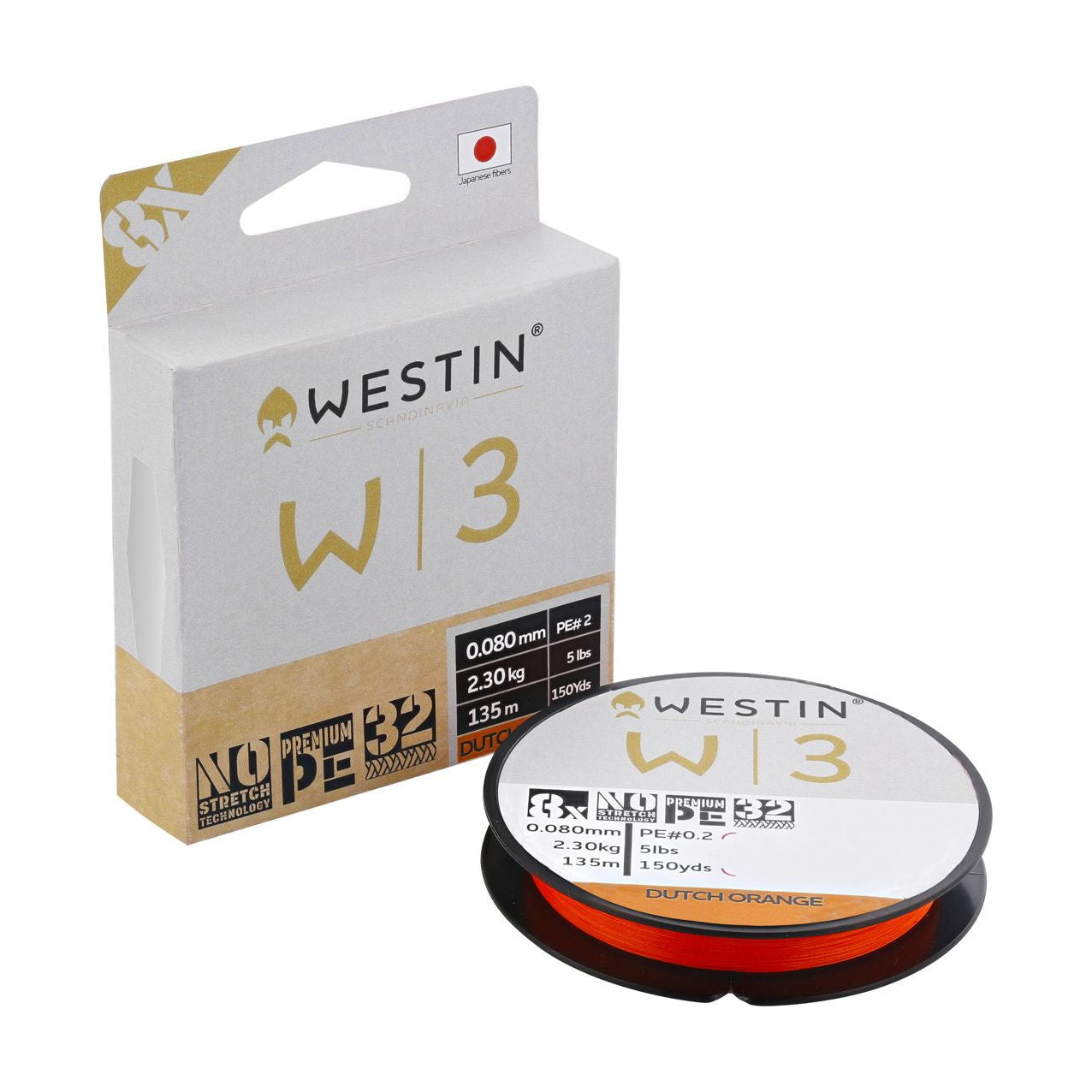 W3 8-braid Dutch Orange 135m, 0,30mm