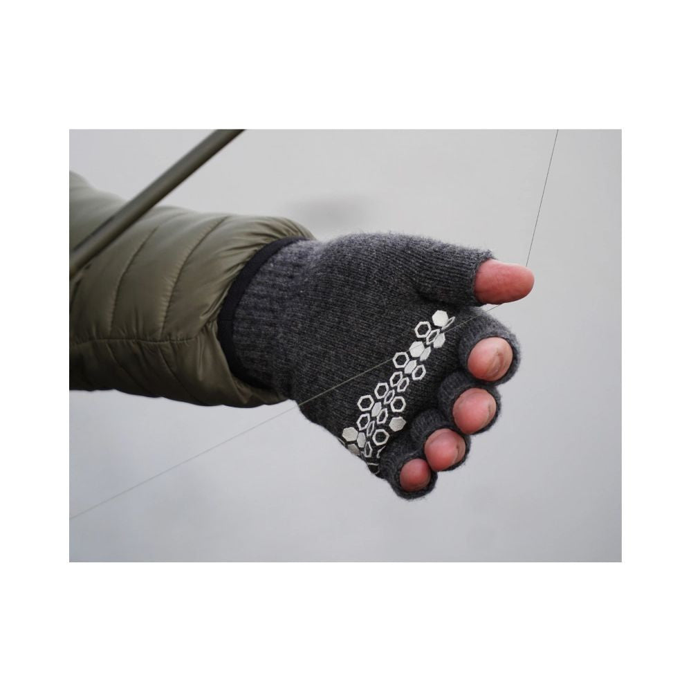 Knitted Half Finger Glove, Dark grey melange