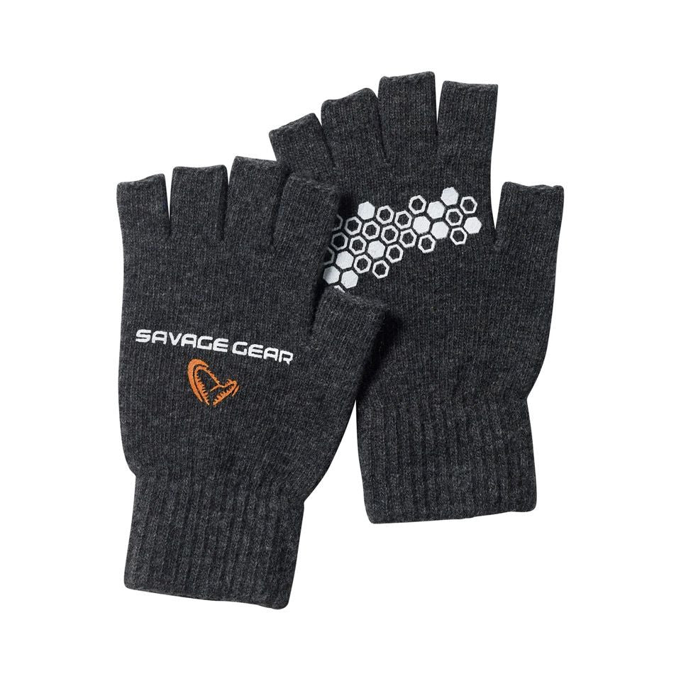 Knitted Half Finger Glove, Dark grey melange