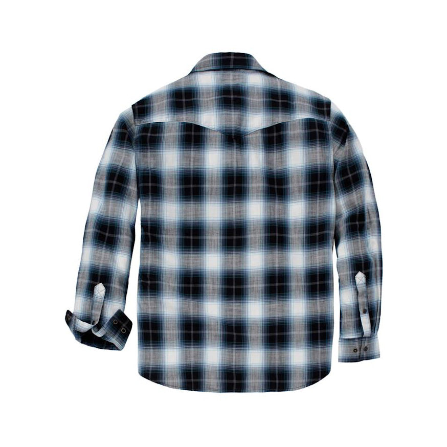 Snap-front Plaid Shirt, Black