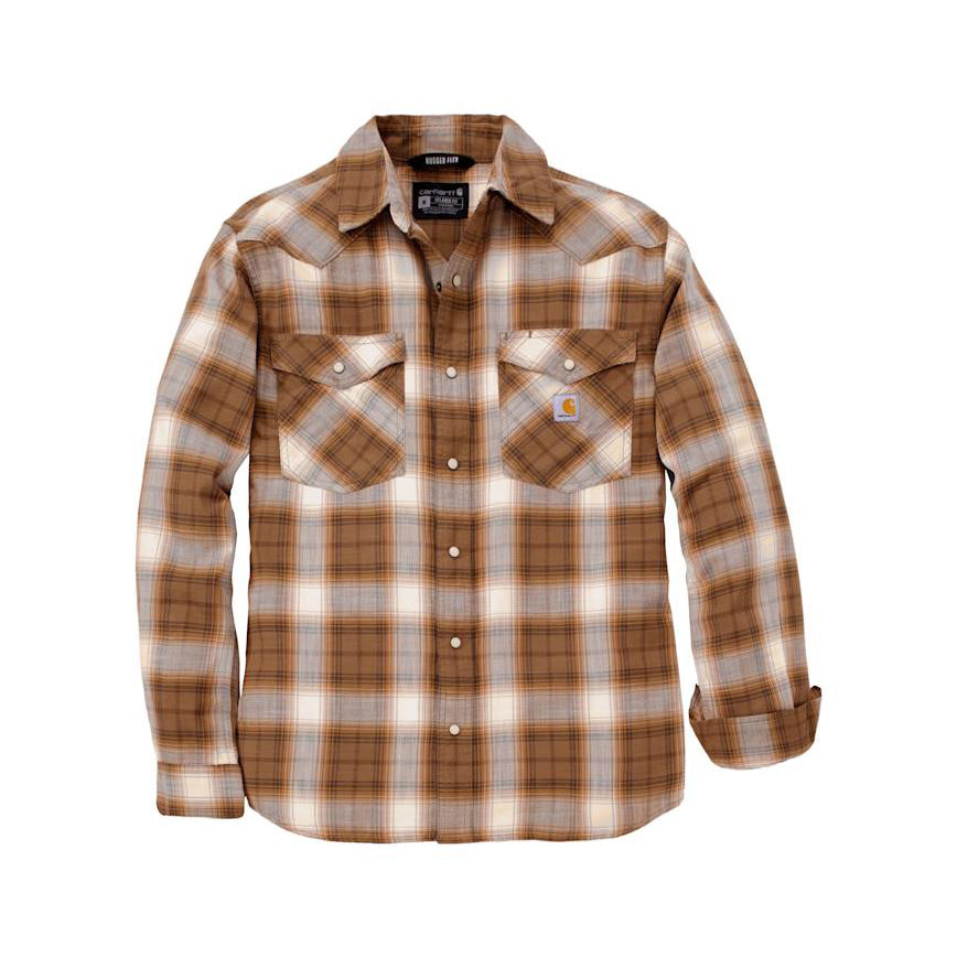 Snap-front Plaid Shirt, Carhartt brown