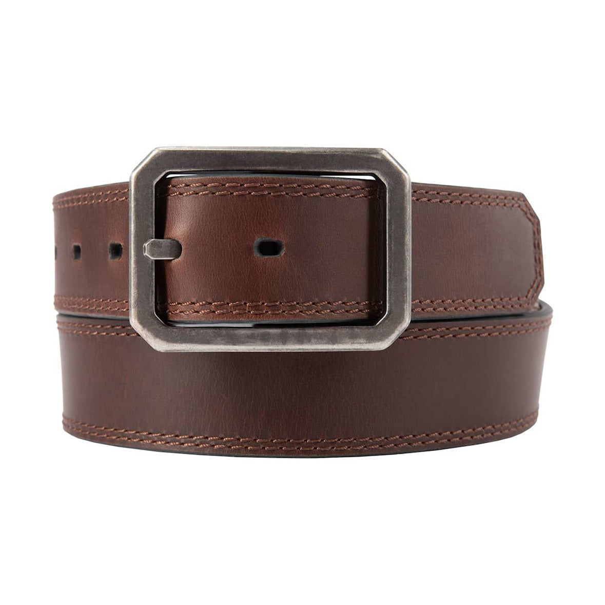 Leather Reversible Center Bar Buckle Belt, Dark brown