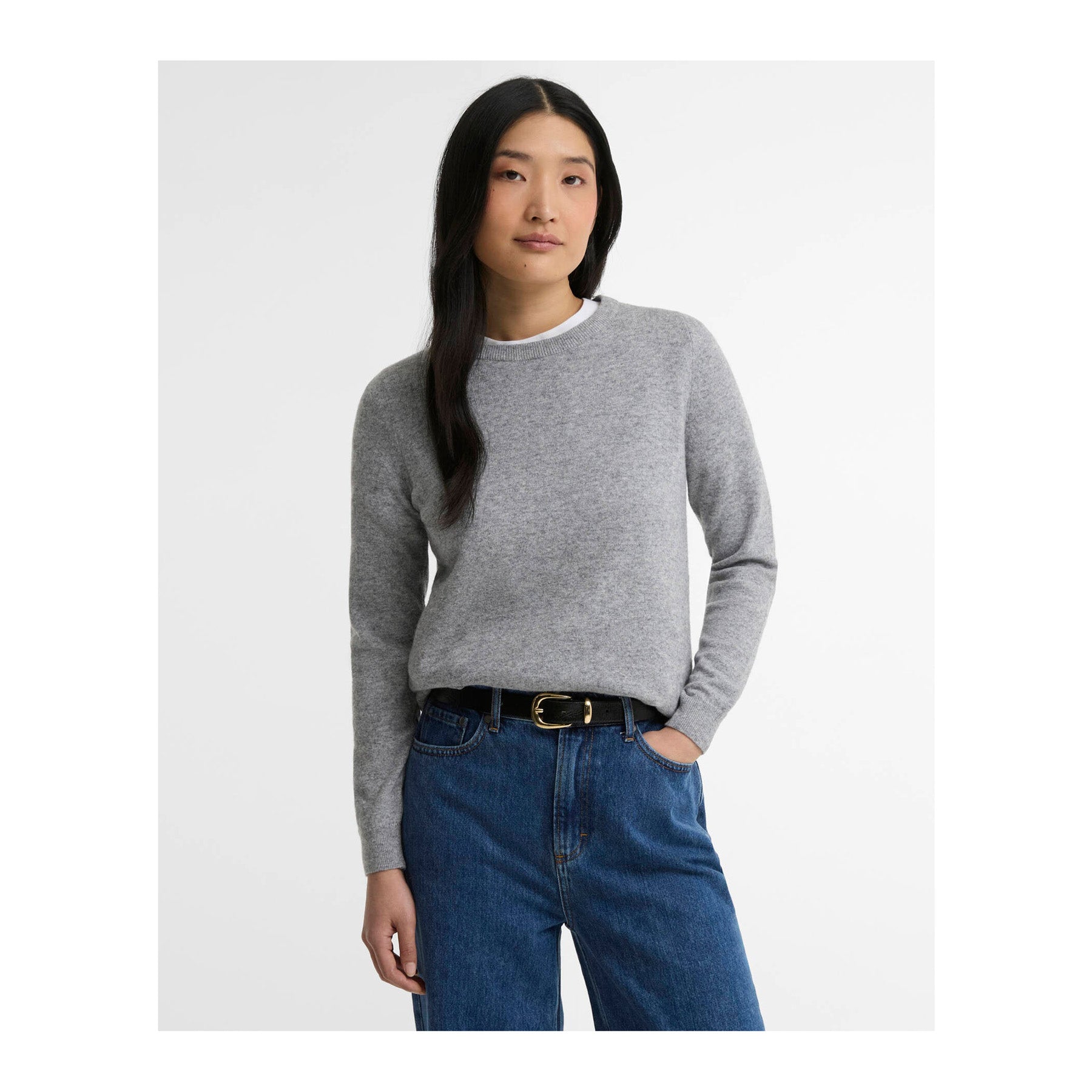 Pendle Crew Knitted Jumper W, Grey marl