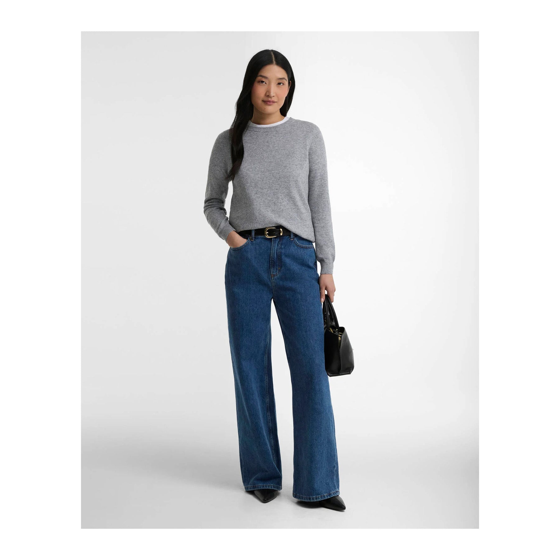 Pendle Crew Knitted Jumper W, Grey marl