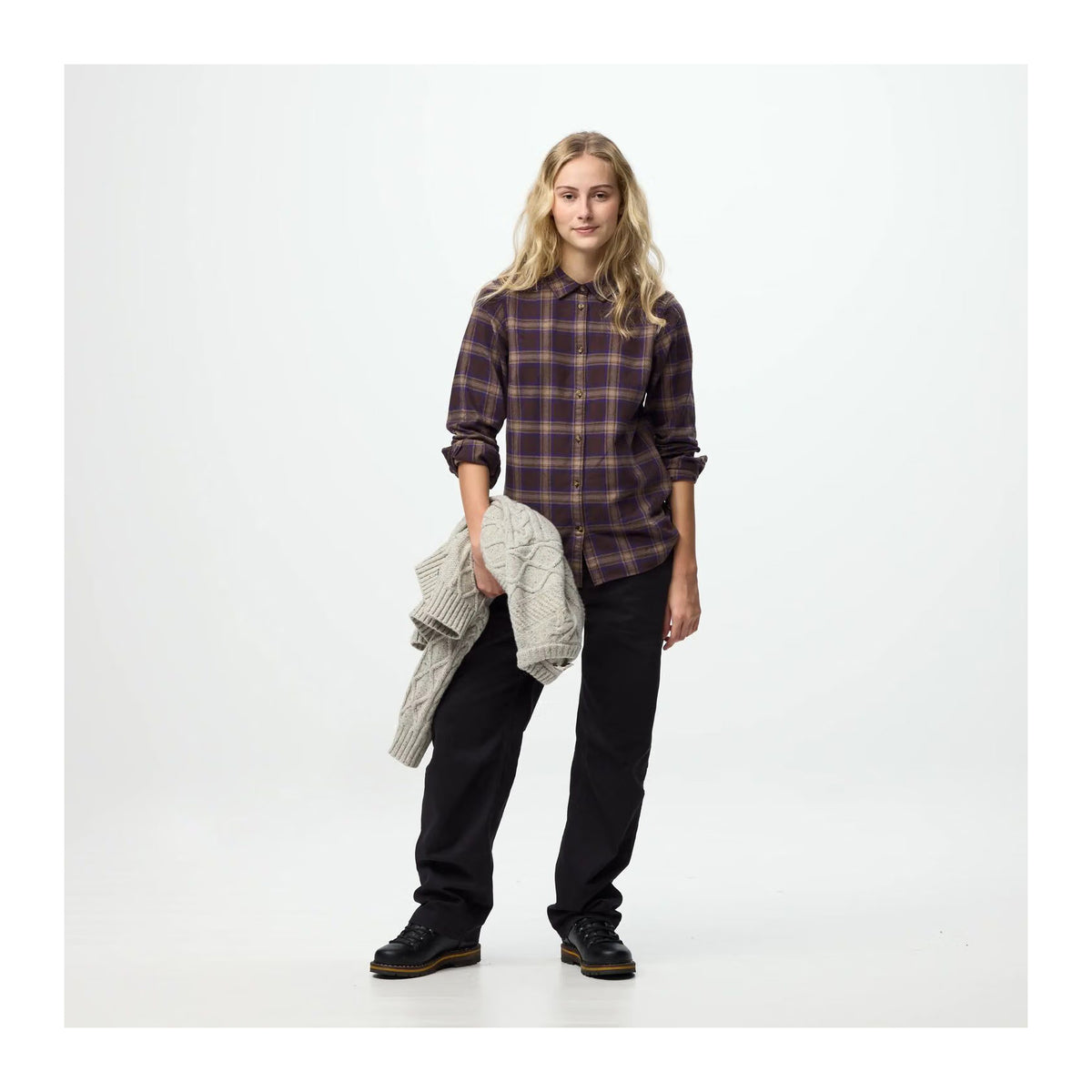 Övik Classic Flannel Shirt W, Chalk White Fossil