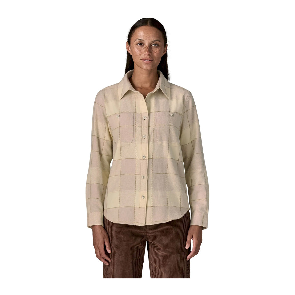 Fjord Flannel Shirt W, Snow Owl Rutabaga White