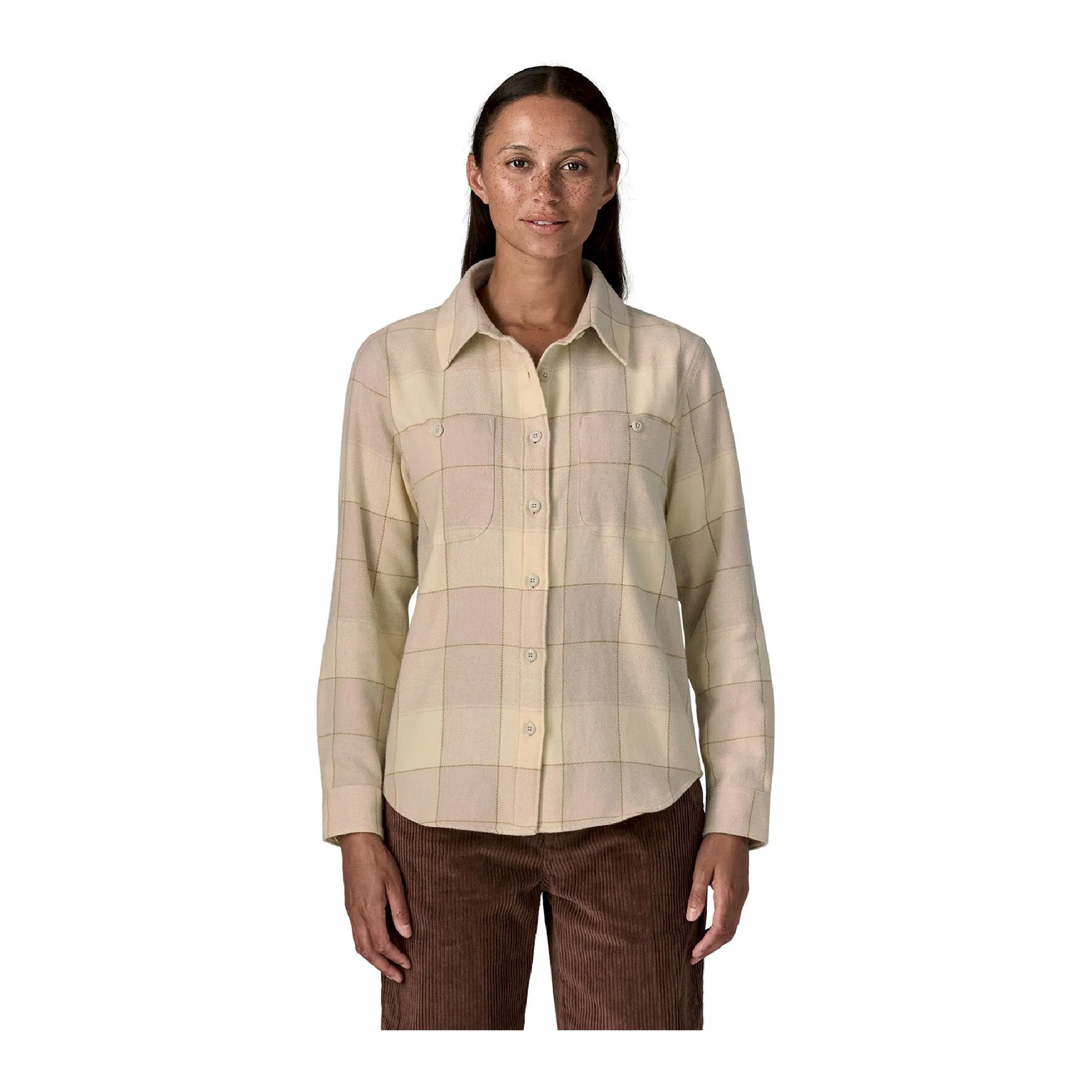 Fjord Flannel Shirt W, Snow Owl Rutabaga White