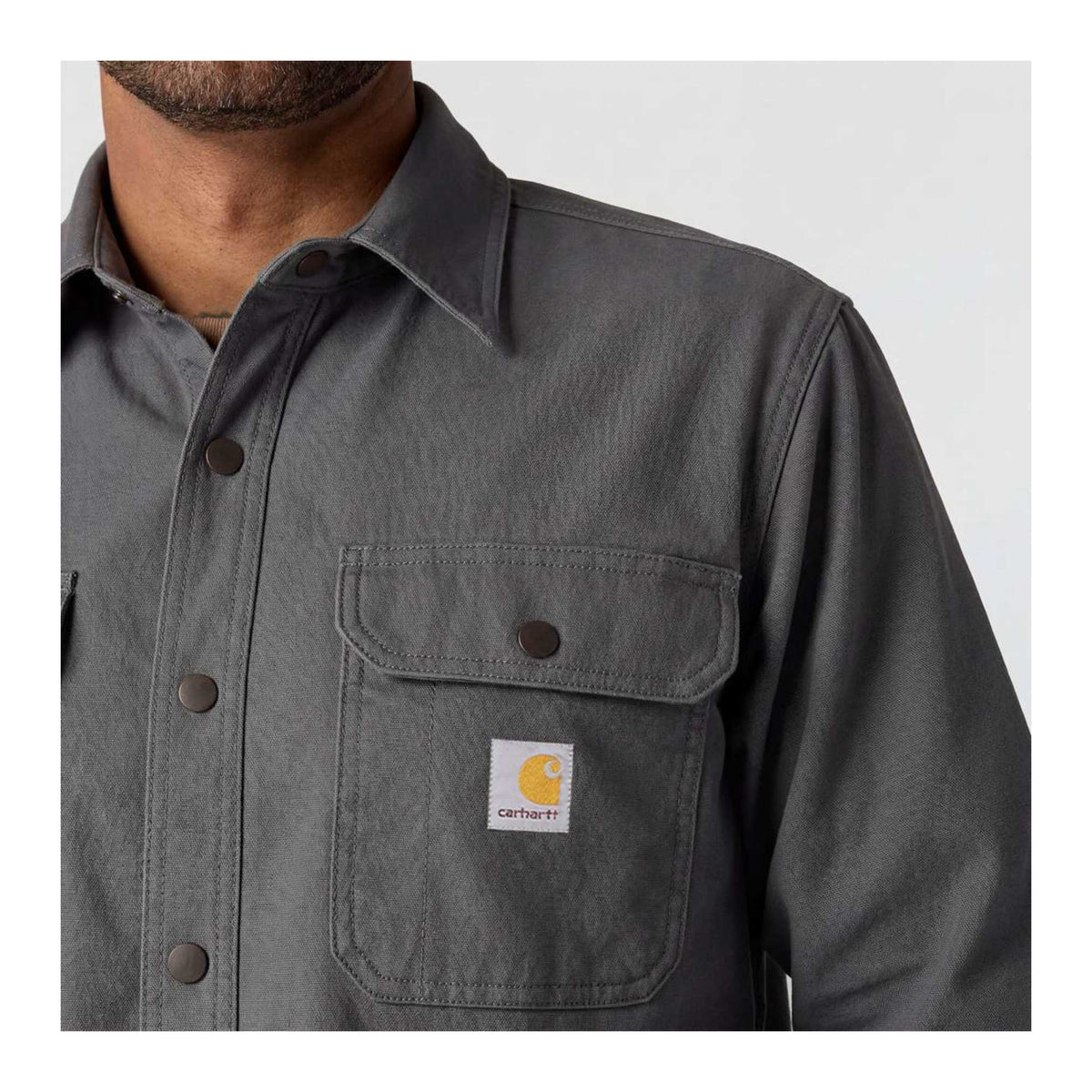 Canvas Fleece-lined Shirt Jacket, Herr