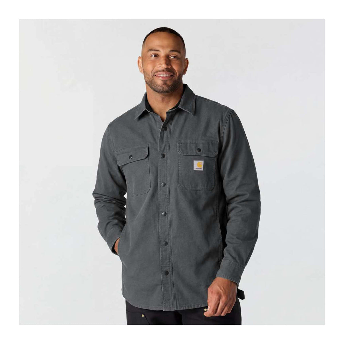 Canvas Fleece-lined Shirt Jacket, Herr
