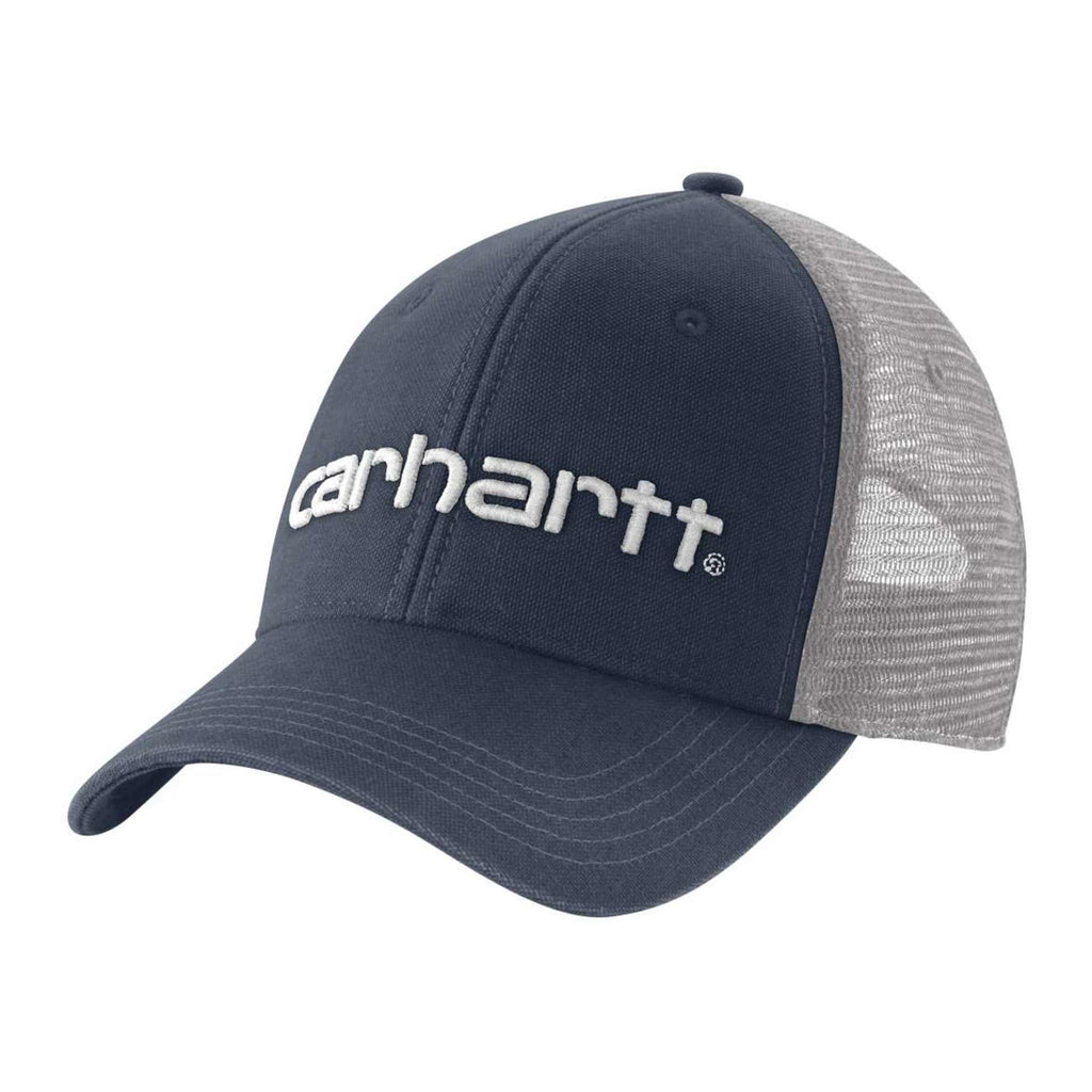 Canvas Mesh-Back Logo Graphic Cap, Navy white