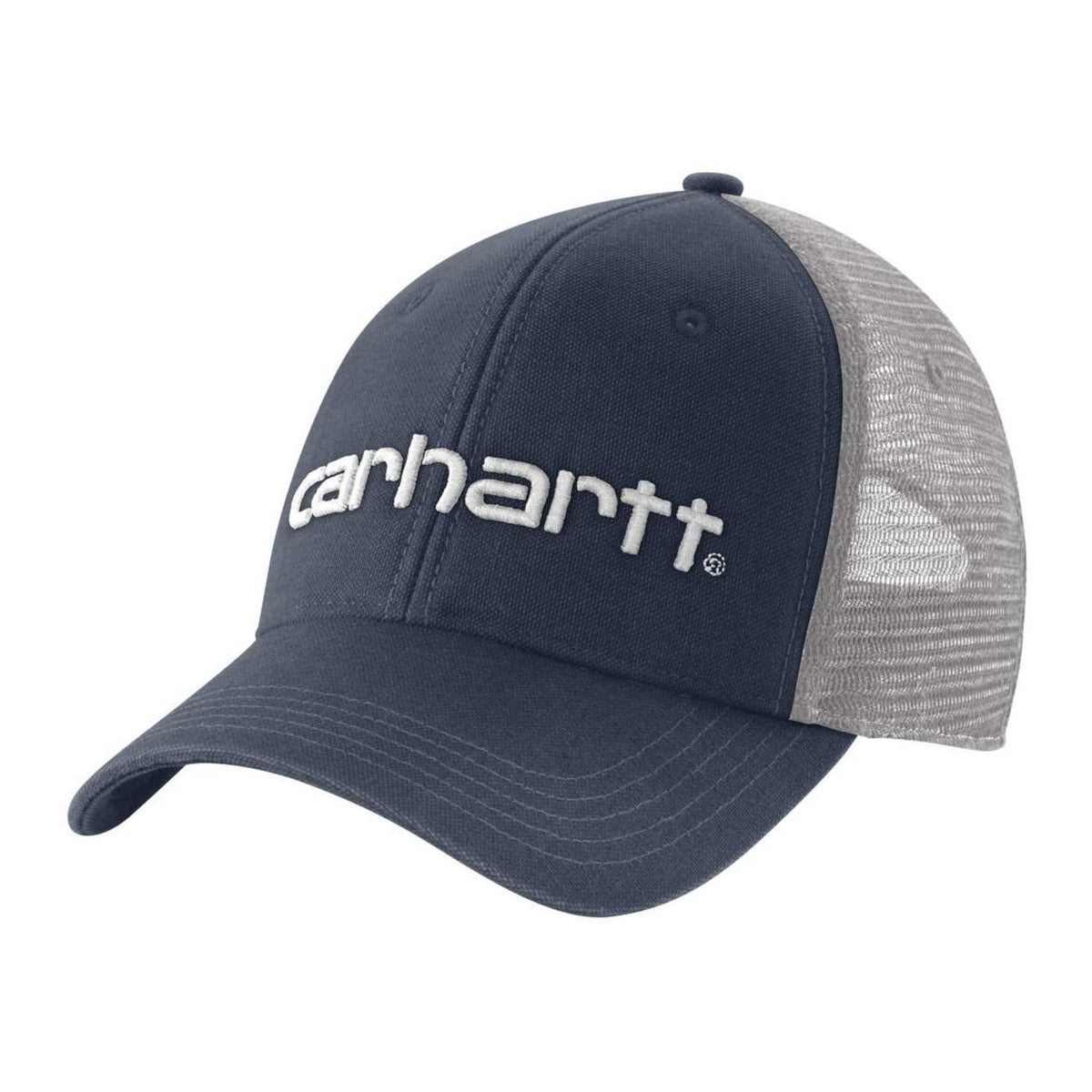 Canvas Mesh-Back Logo Graphic Cap, Navy white