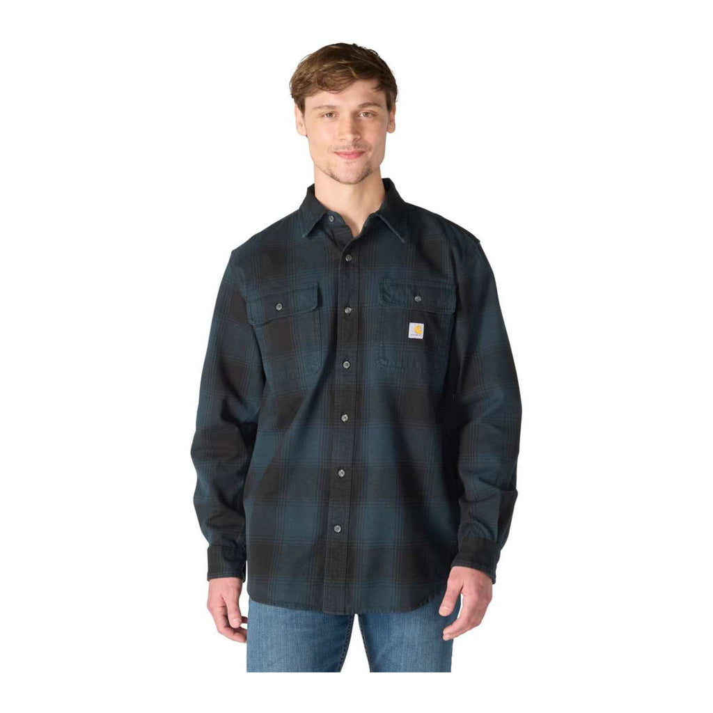 Flannel L/S Plaid Shirt M, Deep Smoke Blue