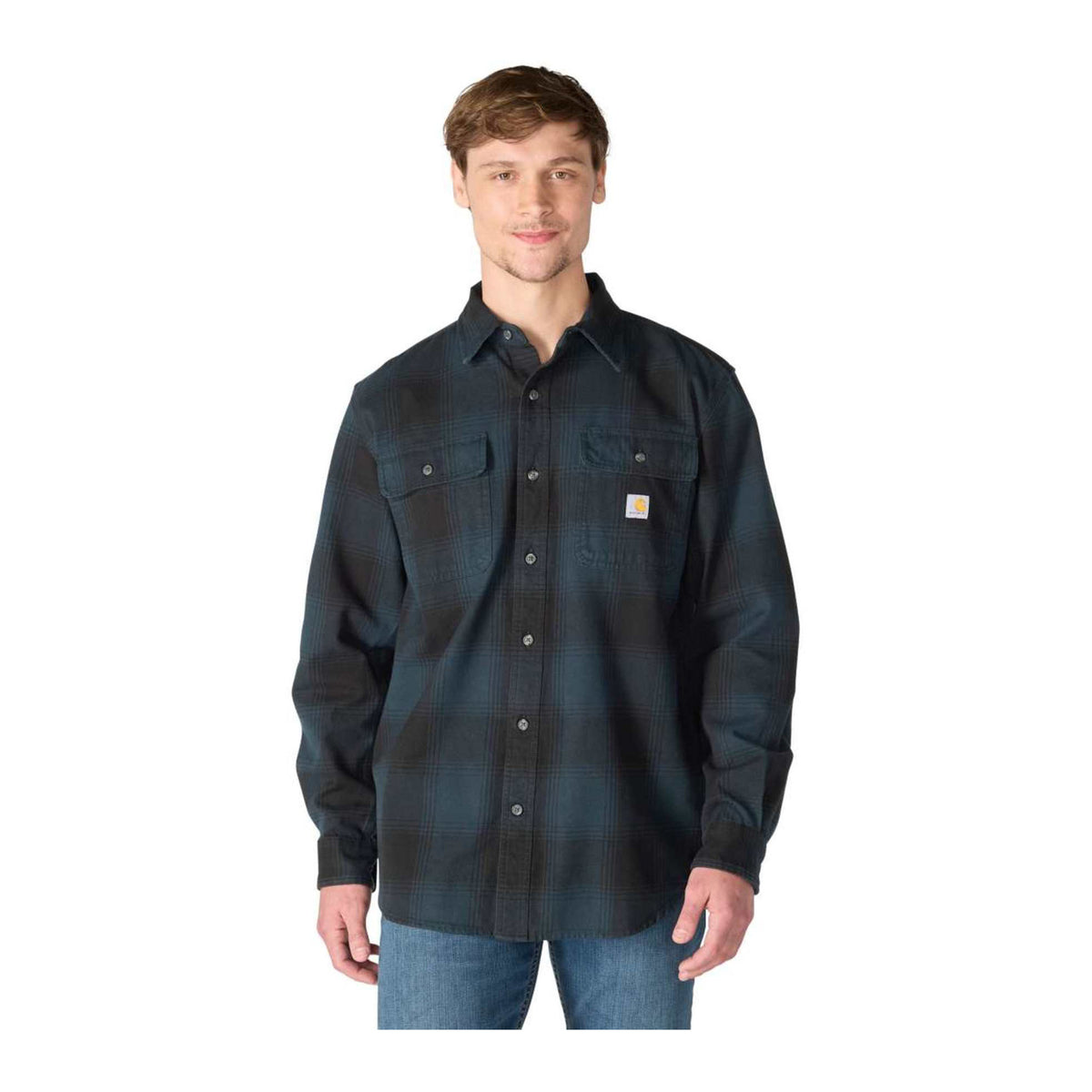 Flannel L/S Plaid Shirt M, Deep Smoke Blue