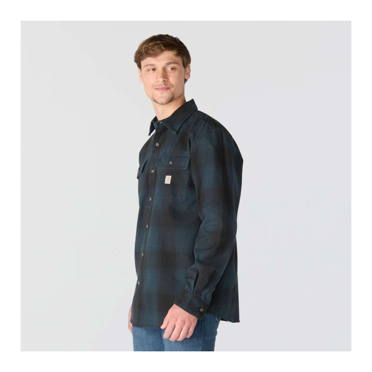 Flannel L/S Plaid Shirt M, Deep Smoke Blue