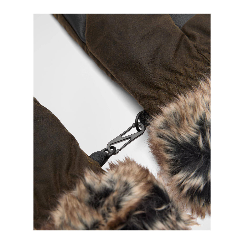 Fur Trim Mitt, Olive