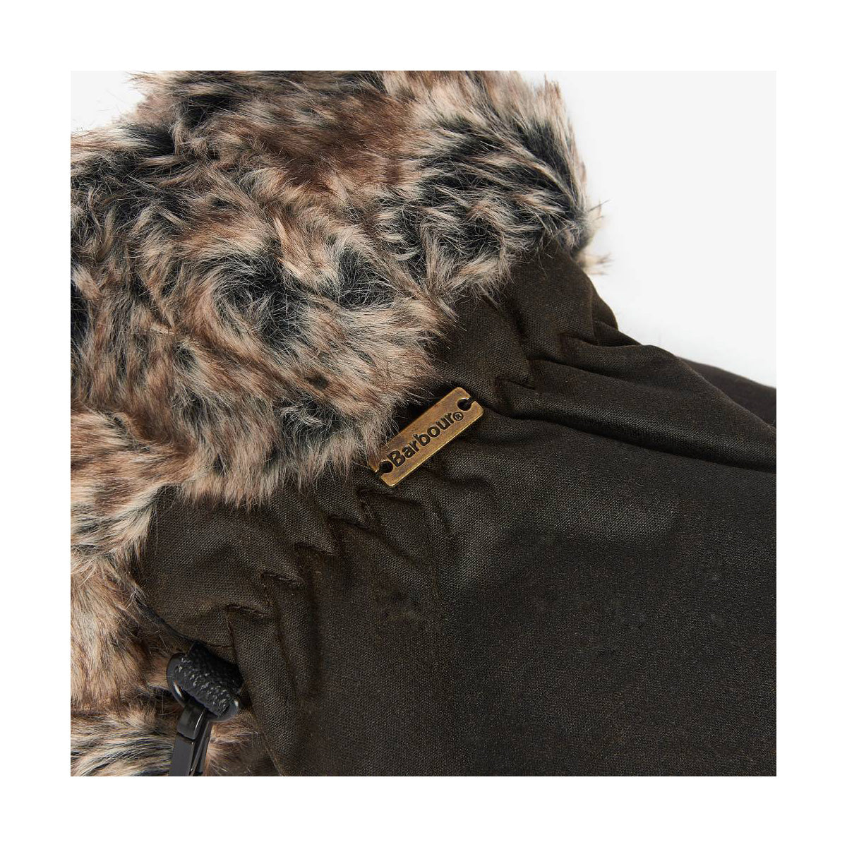Fur Trim Mitt, Olive