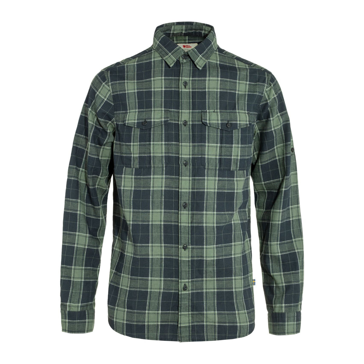 Övik Travel Shirt LS M, Dark navy-patina green