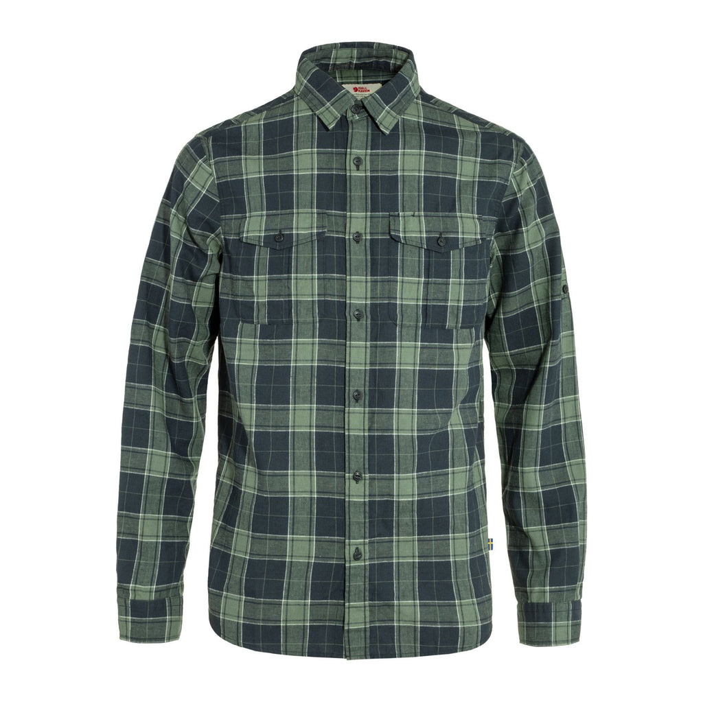 Övik Travel Shirt LS M, Dark navy-patina green