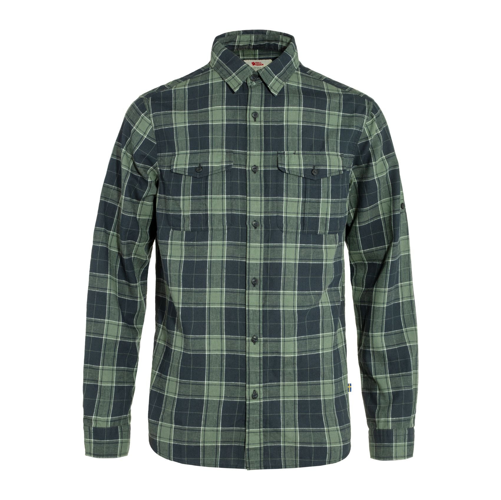 Övik Travel Shirt LS M, Dark navy-patina green