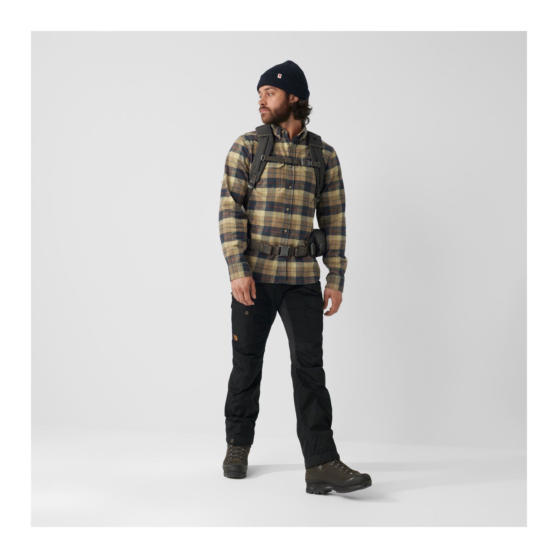 Singi Heavy Flannel Shirt M, Dark navy-buckwheat brown