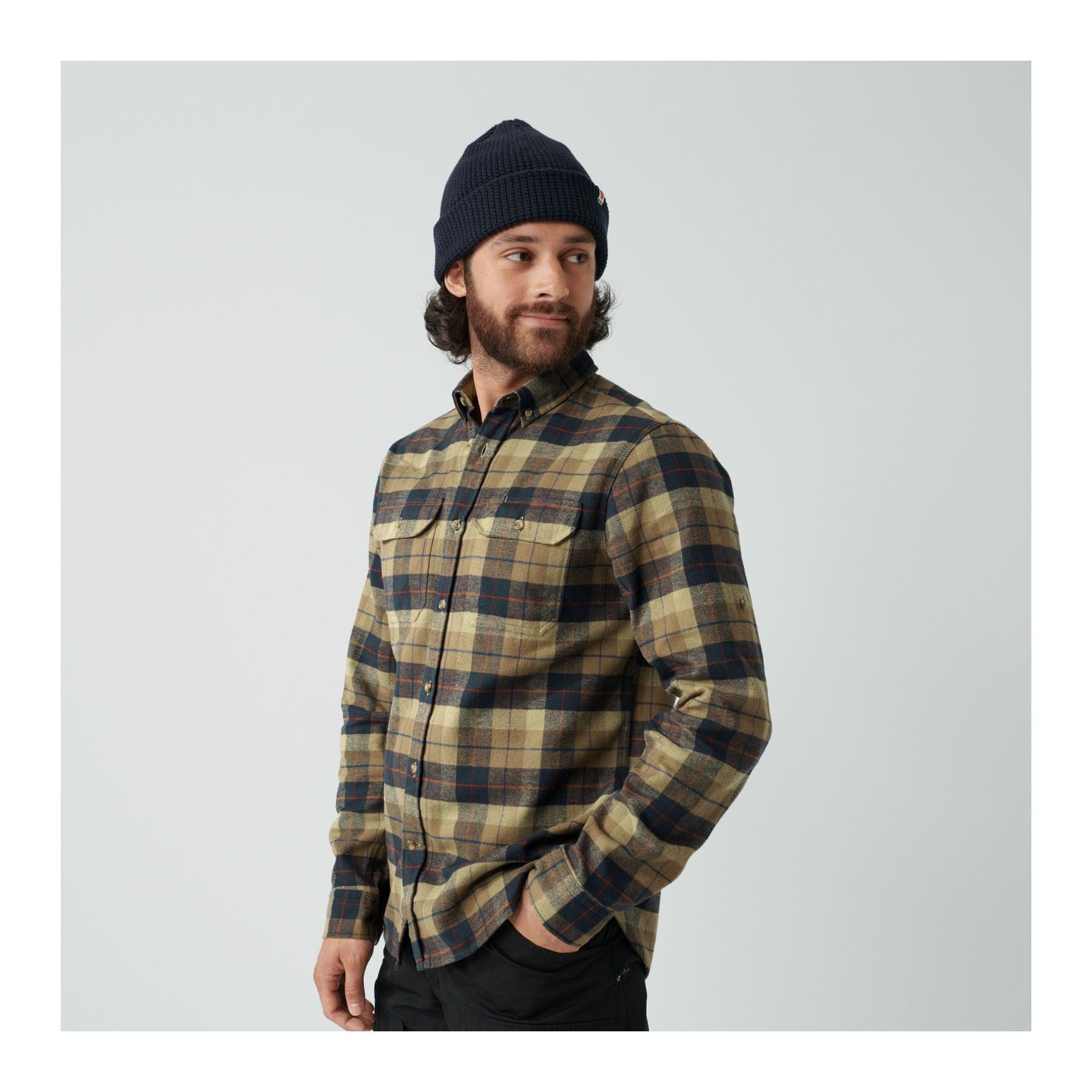Singi Heavy Flannel Shirt M, Dark navy-buckwheat brown