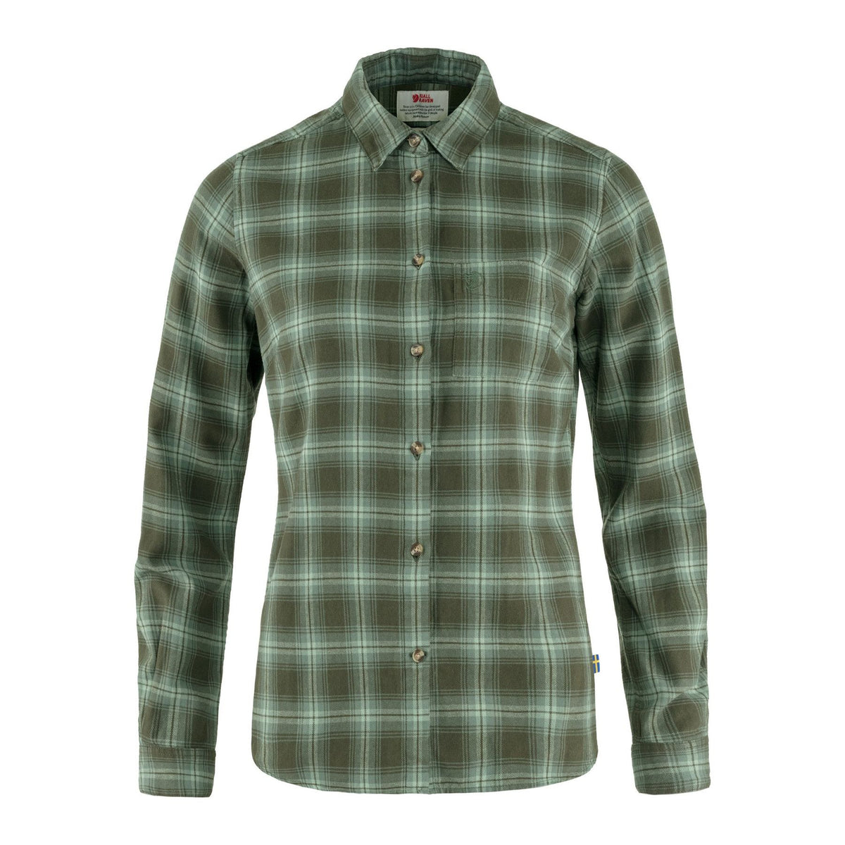 Övik Flannel Shirt W, Deep forest-patina green