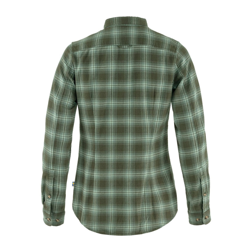 Övik Flannel Shirt W, Deep forest-patina green