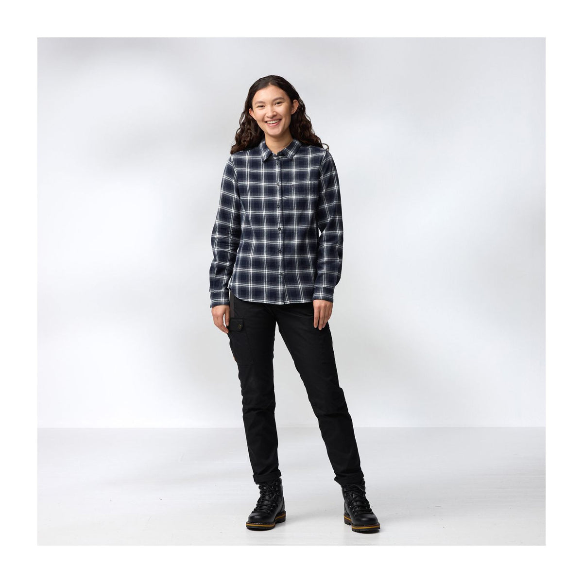 Övik Flannel Shirt W, Deep forest-patina green