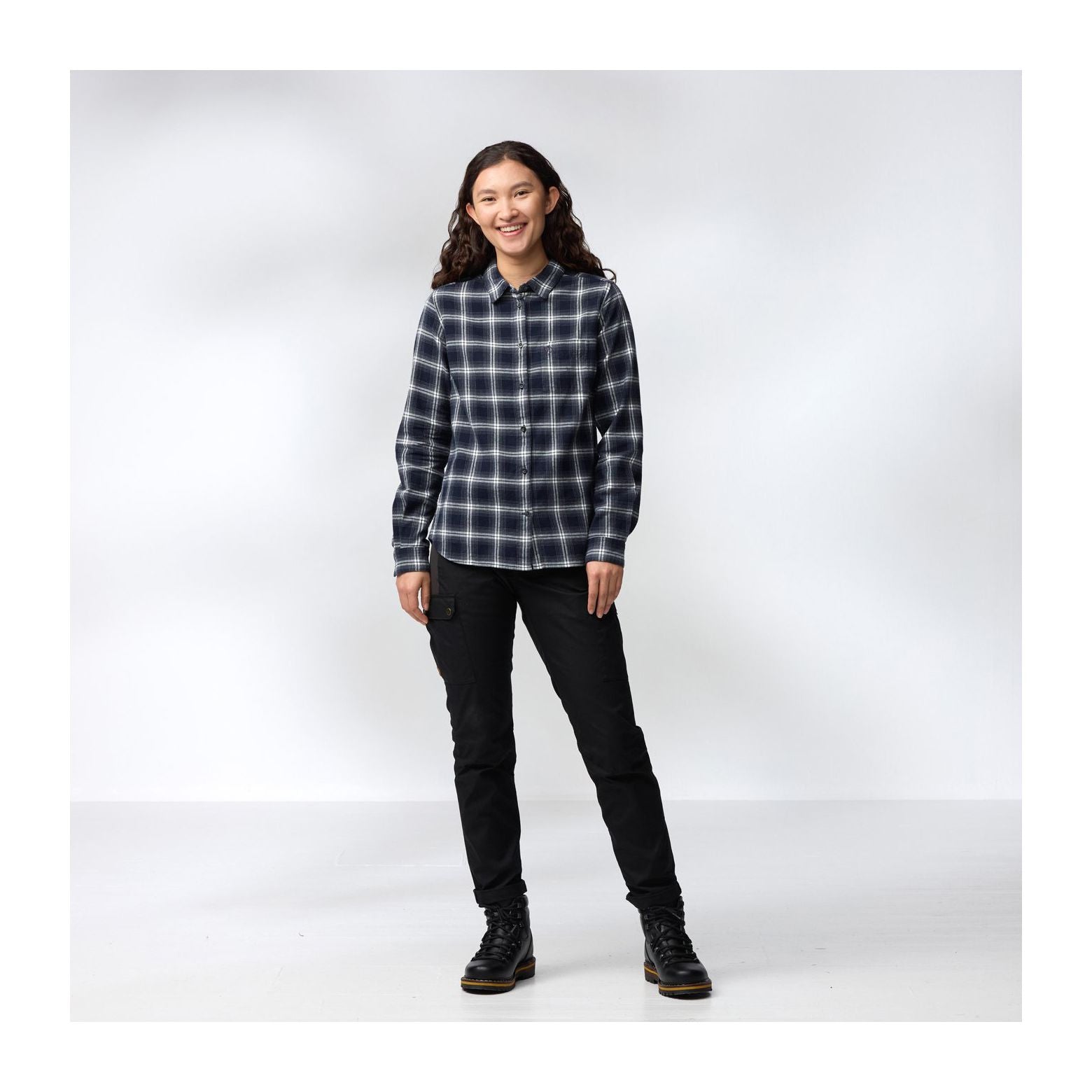 Övik Flannel Shirt W, Deep forest-patina green