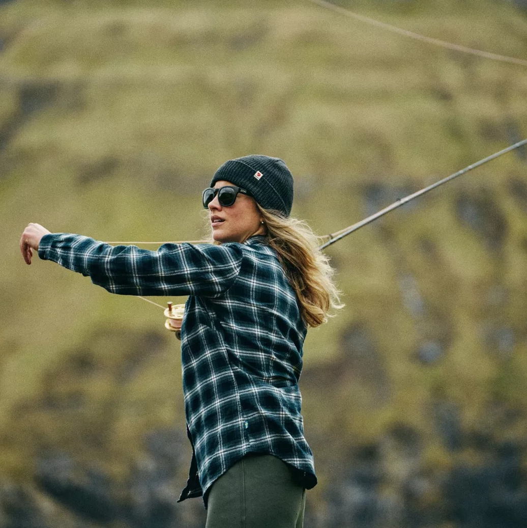 Övik Flannel Shirt W, Deep forest-patina green