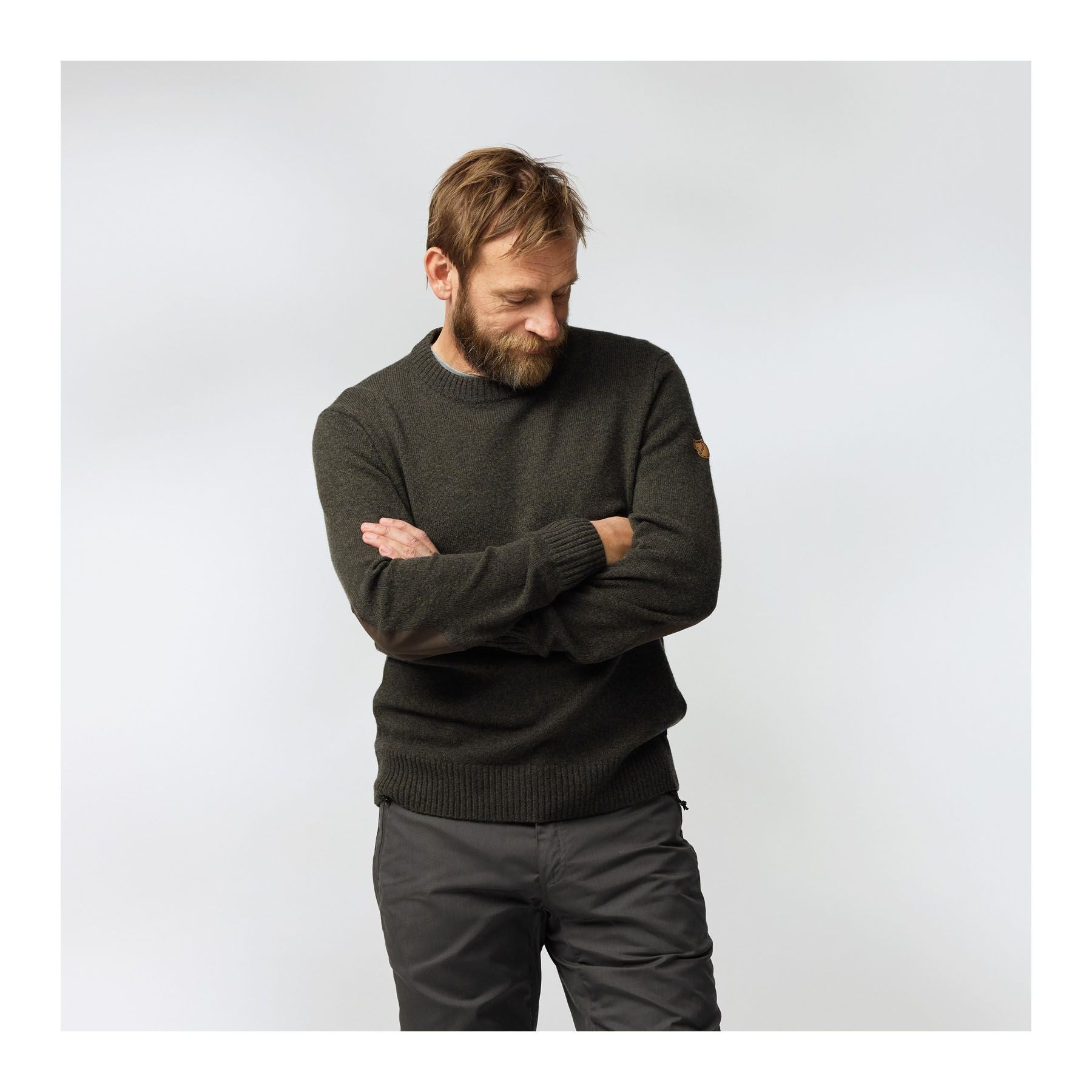 Övik Round-neck Sweater M, Dark olive
