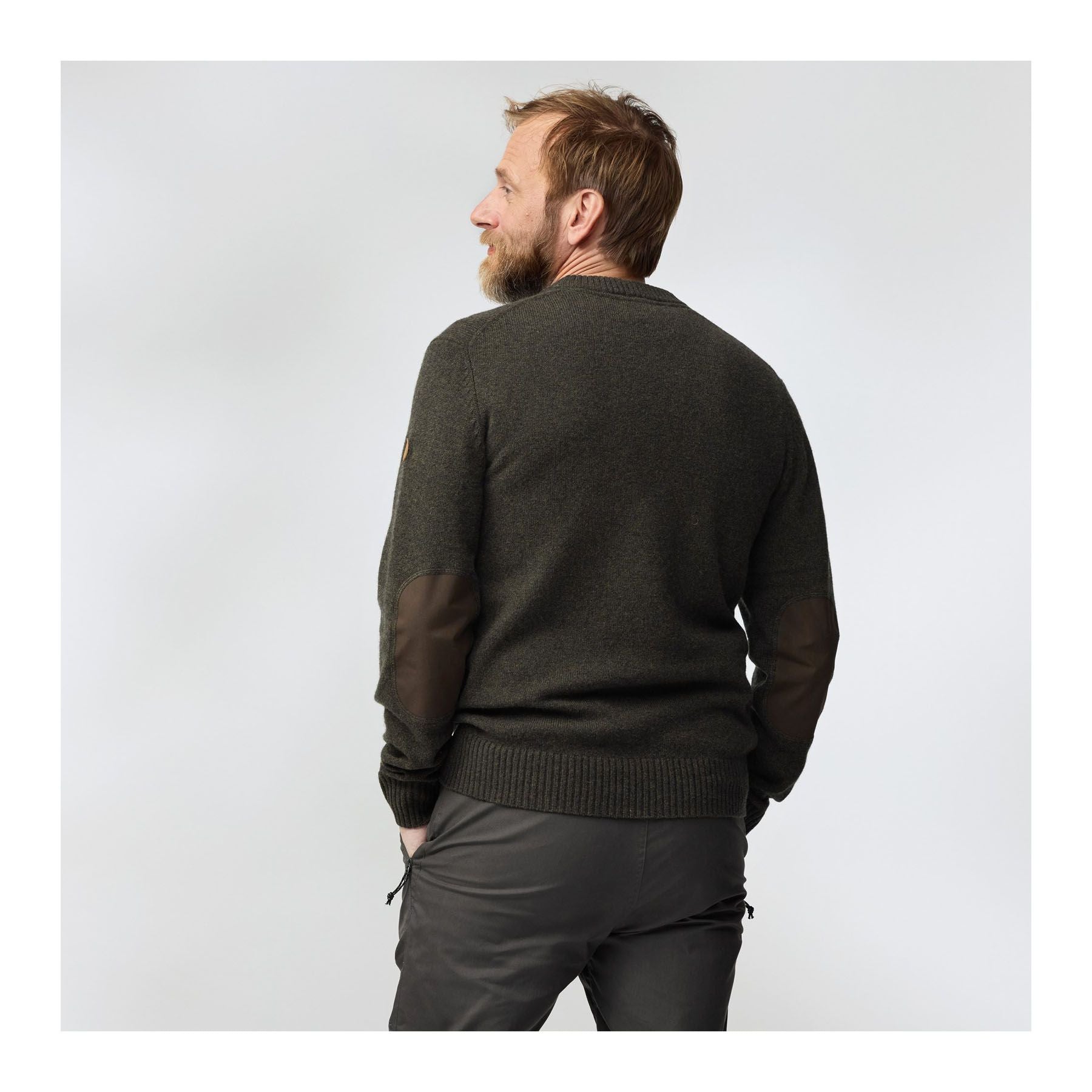 Övik Round-neck Sweater M, Dark olive