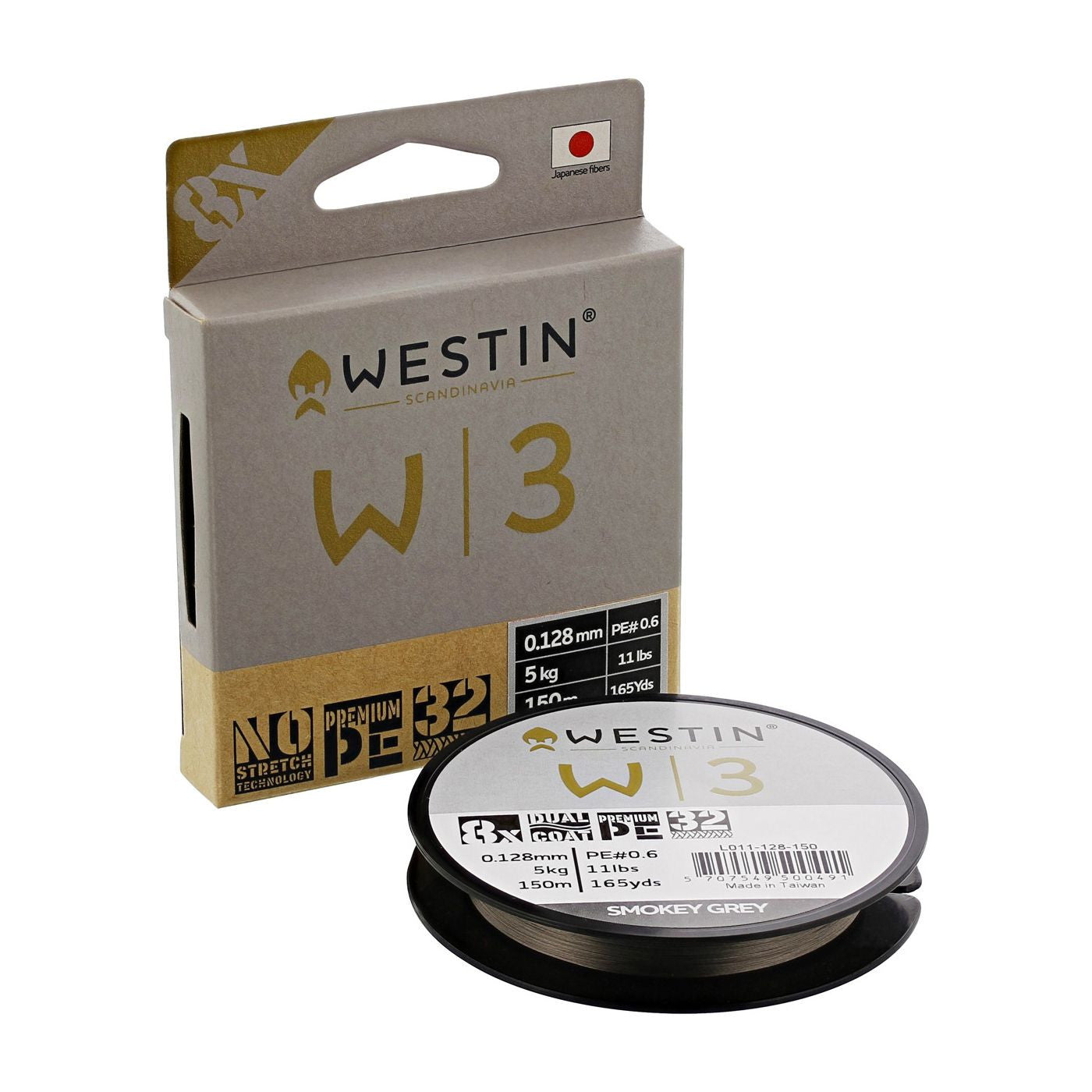 W3 8-braid 150m, Smokey grey