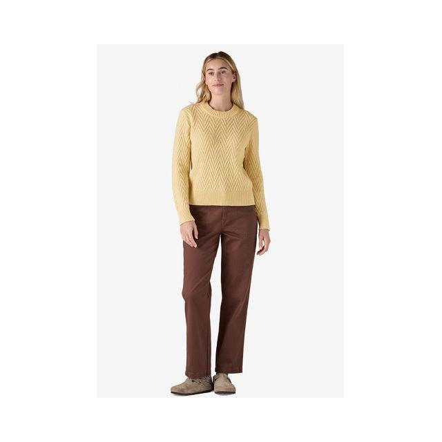 Recycled Wool-Blend Crewneck Sweater W, Chevron cable natural