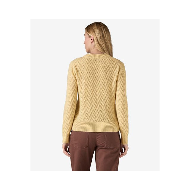 Recycled Wool-Blend Crewneck Sweater W, Chevron cable natural